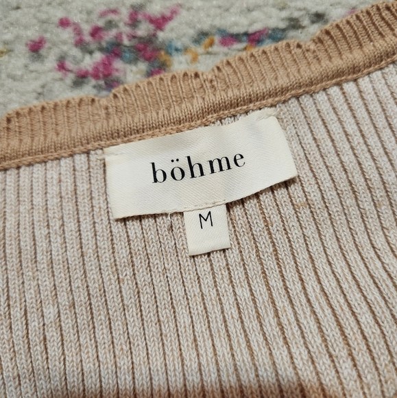 💘 Bohme Striped V-Neck Short Sleeve Sweater - Picture 2 of 3